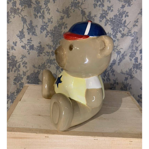 C.R. Gibston Ceramic Bear Bank Baseball Cap Star - Picture 2 of 7